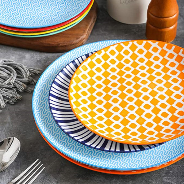 QXXSJ 10 Inch Porcelain Dinner Plates, Large Size Serving Plate For